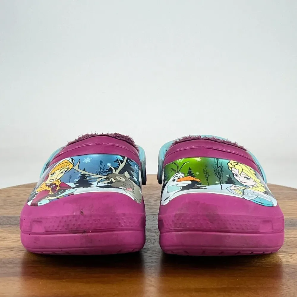 Kids Childrens‎ Frozen Purple Lined Slip On Shoes Clogs Sandals Size 1 Y GUC